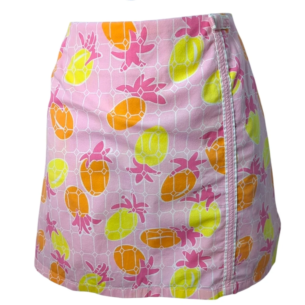 LILLY PULITZER Pineapple Print Skirt Bow, Lace Trim Sz 6 - Picture 2 of 6